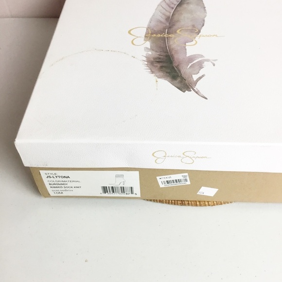 Jessica Simpson JS-Lytona Burgundy Ribbed Sock Boots Knit Heel Size 10 New - Picture 3 of 5